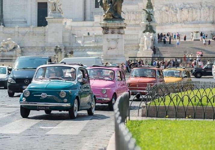 Visita di Roma in Fiat 500 in convoglio - luoghi sconosciuti e imperdibili