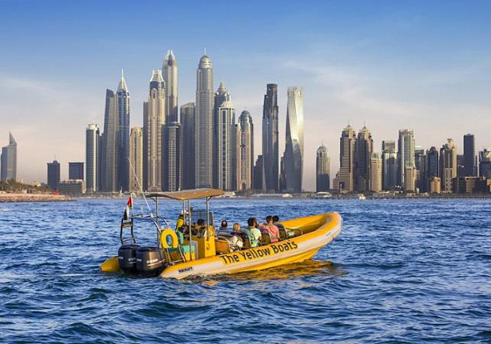 Croisière en Zodiac Yellow Boats à Dubaï – Circuit Marina, Palm Jumeirah et Burj Al Arab (1h39)
