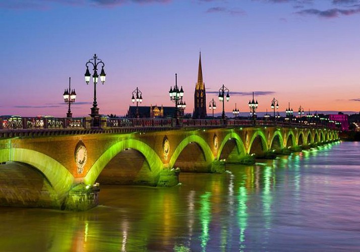 Private tour of Bordeaux's monuments and riverbanks by Citroen 2CV - night time