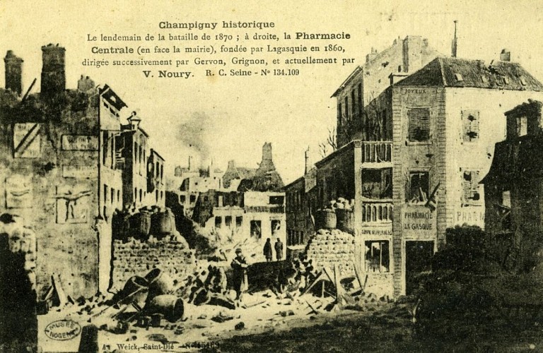 Le carrefour de la Mairie de Champigny - Bataille de 1870