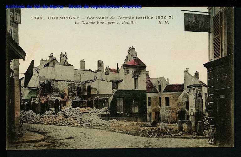 La grande Rue de Champigny en décembre 1870