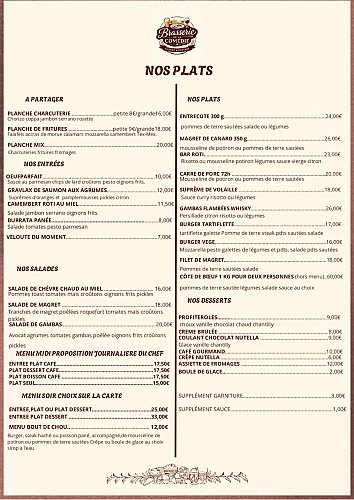 carte brasserie plat