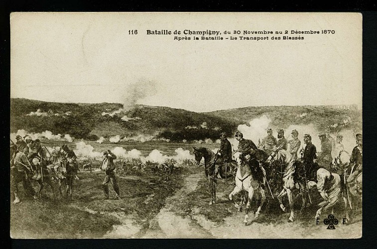 Le transport des malades - combats de 1870