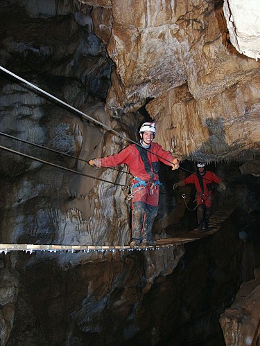 Underground exploration using via ferrata techniques