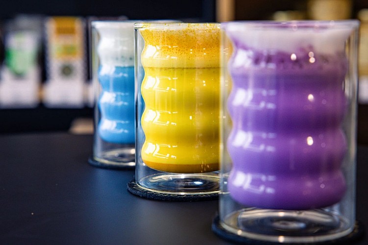 Trio de boissons lattés - Blue, Golden, Purple