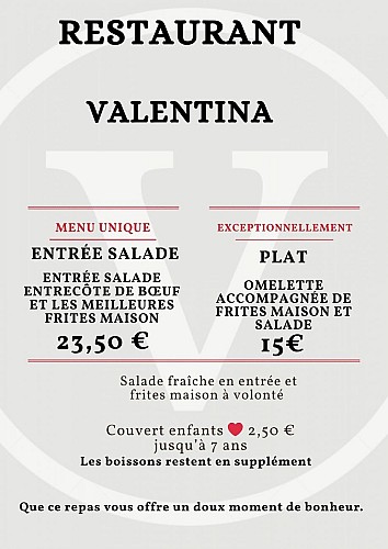 Valentina menu