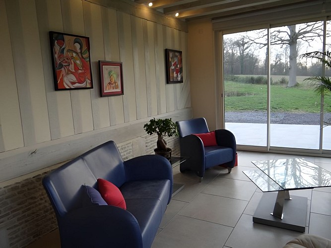 Domaine des Monts Flambards Chez Patricia Roselier Gite à Saint-Martin-de-la-Lieue Salon