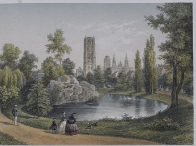 Isidore Deroy, Square Solferino (actuel square Verdrel), gravure, 1866