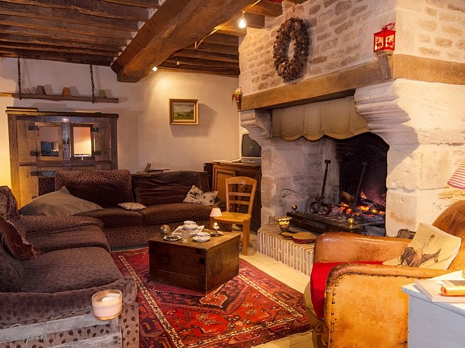 Haras d'Écajeul - Jean-Luc Bara chambre d'hôtes Salon et cheminée