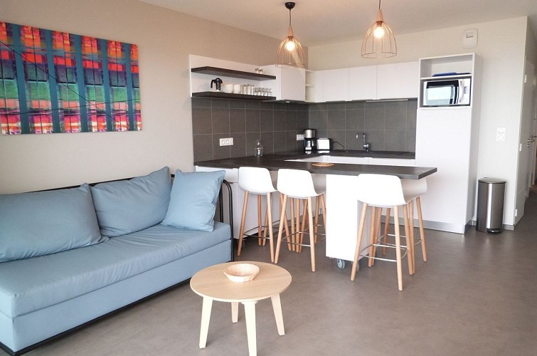 Appartement de standing vue mer pour 4/6 personnes dans résidence avec piscine extérieure chauffée, accès direct plage