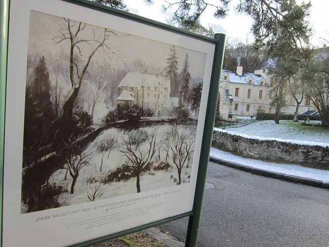 Le château du Pont en hiver, effet de neige - Jeanne Baudot - 1948 - Collection particulière