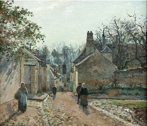 A village street, Louveciennes - CamillePissarro1871, Manchester, ArtGallery.