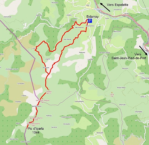 itinéraire depuis Bidarray par le GR10 et le sentier des Contrebandiers