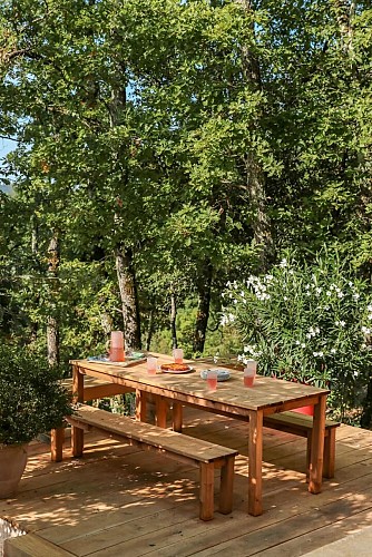 villa nakalta - piscine privée - location de charme- cazoules-Terrasse-ombrage -1