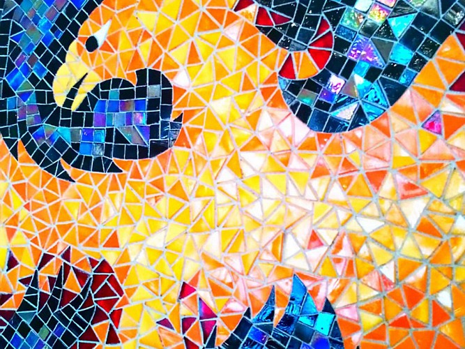 Mosaïque phoenix en émaux de verre de Venise 60x60cm (4)