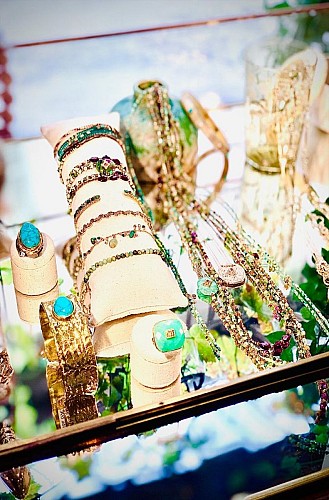 8 - Bijoux pierres semi- précieuses Chrysoprase - Turquoise &amp; grenat redim