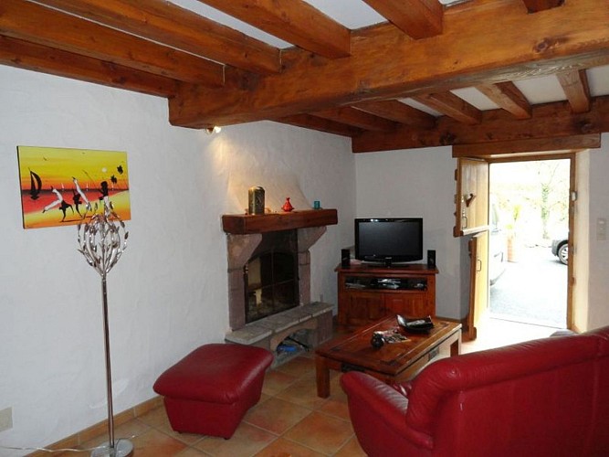 Location Elgorriague - Salon et cheminée - St Etienne de Baïgorry