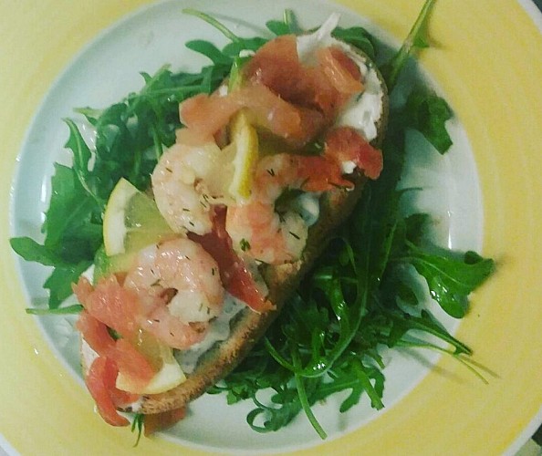 le tison - toast de crevettes