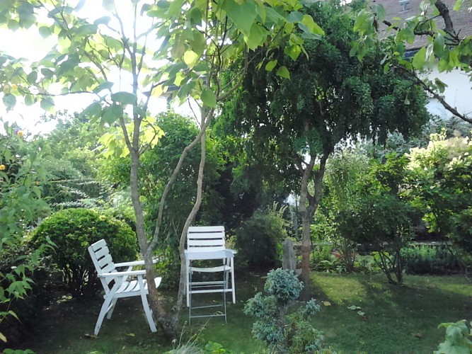 jardin coin ombragé du pavillon meublé