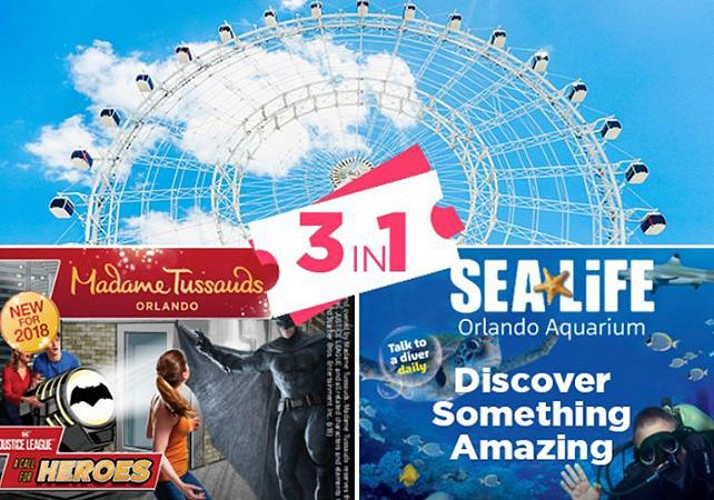 Billet coupe-file 3 en 1 : Madame Tussauds, aquarium SeaLife et grande roue ICON - Orlando