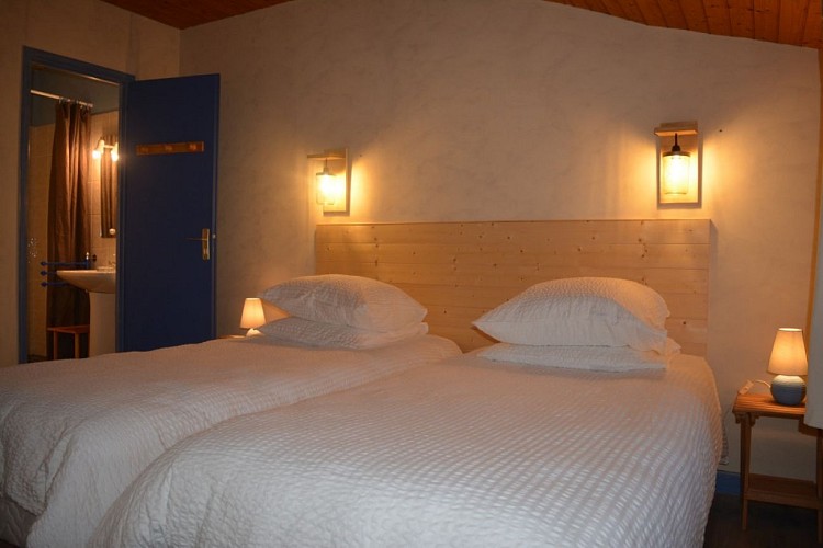 Une chambre avec salle d'eau gite grenouilles