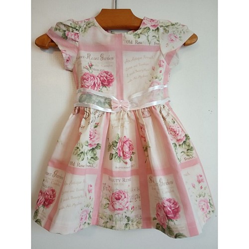 robe-rose-avec-manches-6-9-mois