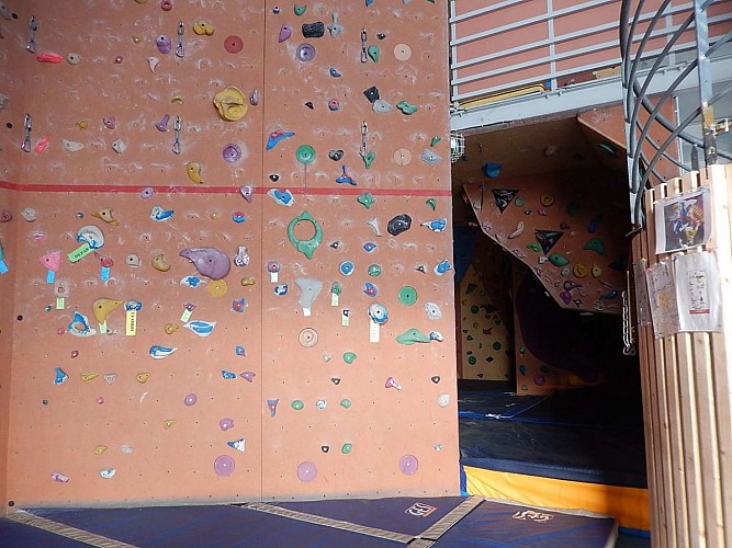mur escalade - partie couverte